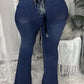 Plus Size Eyelet Detail Bandage Flare Jeans