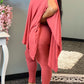 Plus Size Batwing Sleeve Solid Color Top & Pants