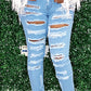 Plus Size Denim Hole Distressed Jeans