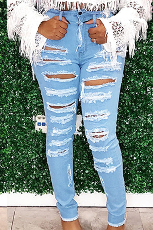 Plus Size Denim Hole Distressed Jeans