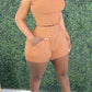 Pleated Off The Shoulder Pocket Two Piece Sets
