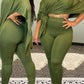 Plus Size Batwing Sleeve Solid Color Top & Pants