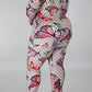 Plus Size Butterfly Print Zipper Jumpsuit