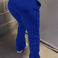 Pleated Pocket Solid Color Skinny Pants