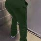 Pleated Pocket Solid Color Skinny Pants