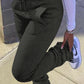 Pleated Pocket Solid Color Skinny Pants