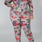 Plus Size Butterfly Print Zipper Jumpsuit