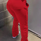 Pleated Pocket Solid Color Skinny Pants
