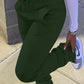 Pleated Pocket Solid Color Skinny Pants