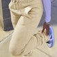 Pleated Pocket Solid Color Skinny Pants