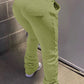 Pleated Pocket Solid Color Skinny Pants