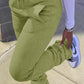 Pleated Pocket Solid Color Skinny Pants
