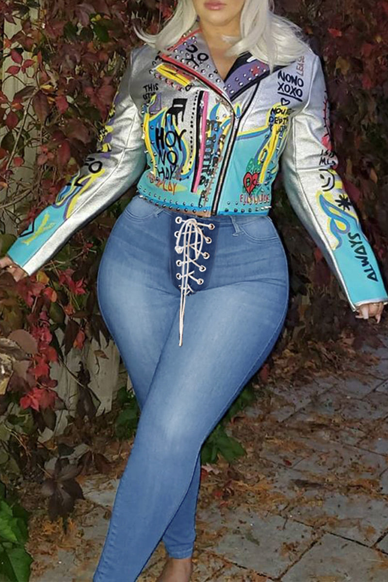 Plus Size Denim Lace Up Skinny Jeans