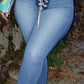 Plus Size Denim Lace Up Skinny Jeans