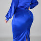 Plus Size Deep V-Neck Solid Two Piece Sets