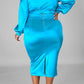 Plus Size Deep V-Neck Solid Two Piece Sets