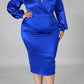 Plus Size Deep V-Neck Solid Two Piece Sets