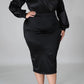 Plus Size Deep V-Neck Solid Two Piece Sets