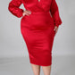 Plus Size Deep V-Neck Solid Two Piece Sets