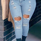 Plus Size Denim Hole Distressed Jeans