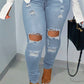 Plus Size Denim Hole Distressed Jeans