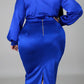 Plus Size Deep V-Neck Solid Two Piece Sets
