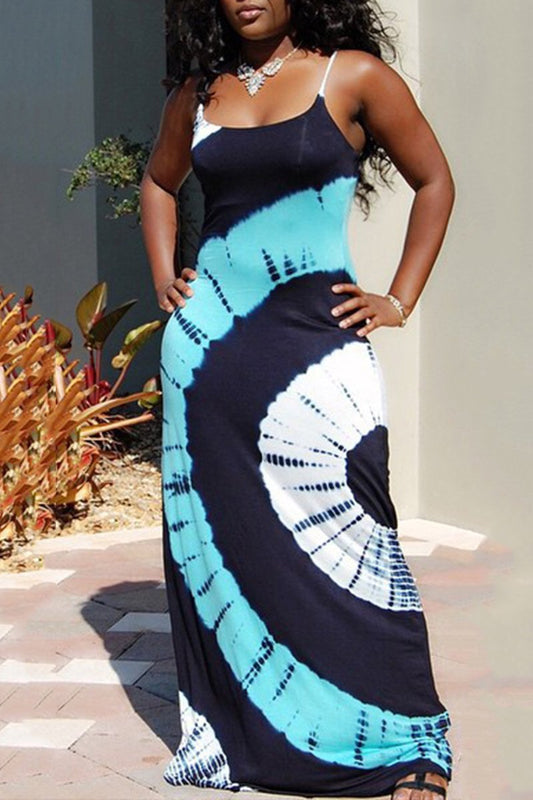 Plus Size Digital Print Sleeveless Maxi Dress