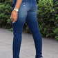 Plus Size Embroidered Denim Hole Distressed Jeans