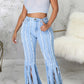 Plus Size Denim Tassel Hem Flared Jeans