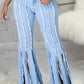 Plus Size Denim Tassel Hem Flared Jeans