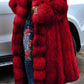 Plus Size Faux Fur Collar Hooded Collar Coat