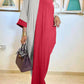 Plus Size Color Patchwork Skew Neck Maxi Dress