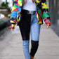 Plus Size Colorful Camouflage Cotton Wadded Jacket