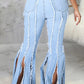 Plus Size Denim Tassel Hem Flared Jeans