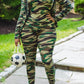 Plus Size Camouflage Print Hooded Three Piece Sets