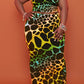 Plus Size Colorful Leopard Print Two Piece Dresses