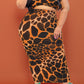Plus Size Colorful Leopard Print Two Piece Dresses