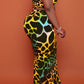 Plus Size Colorful Leopard Print Two Piece Dresses