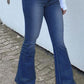 Plus Size Denim Patchwork Tassels Flare Jeans