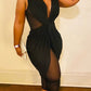 Plus Size Deep V Neck See-through Jumpsuit