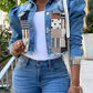 Plus Size Denim Patchwork Distressed Jacket