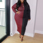 Plus Size Digital Print Spliced Round Neck Dress