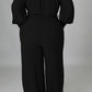 Plus Size Deep V-Neck Strapped Loose Jumpsuit