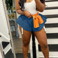 Plus Size Denim Flared Hem Shorts