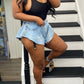 Plus Size Denim Flared Hem Shorts