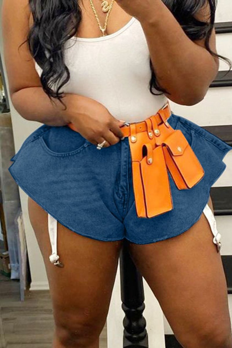 Plus Size Denim Flared Hem Shorts
