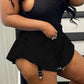 Plus Size Denim Flared Hem Shorts