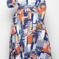 Plus Size Digital Print V Neck Maxi Dress