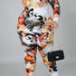 Plus Size Digital Print Long Sleeve Top & Pants