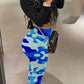 Plus Size Colorful Camouflage Wrinkled Pants
